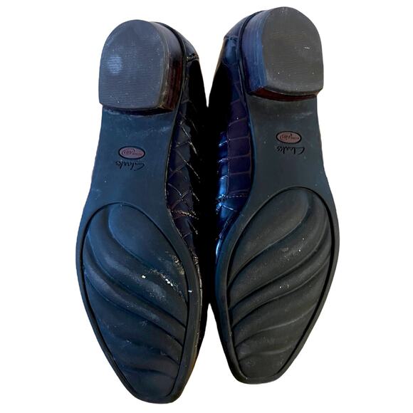 Clarks Everyday Timeless Women's Size 8.5M Shoes Black Croc Print Patent Leather - Picture 6 of 6